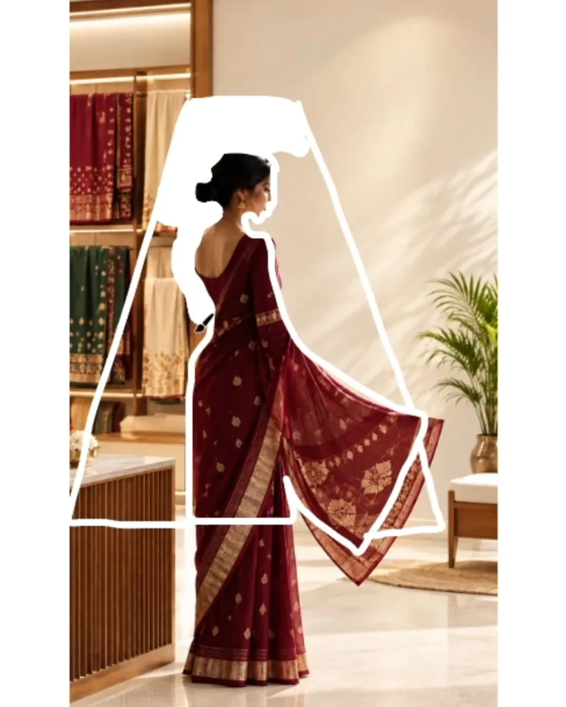 Woman in a saree traced into the letter A
