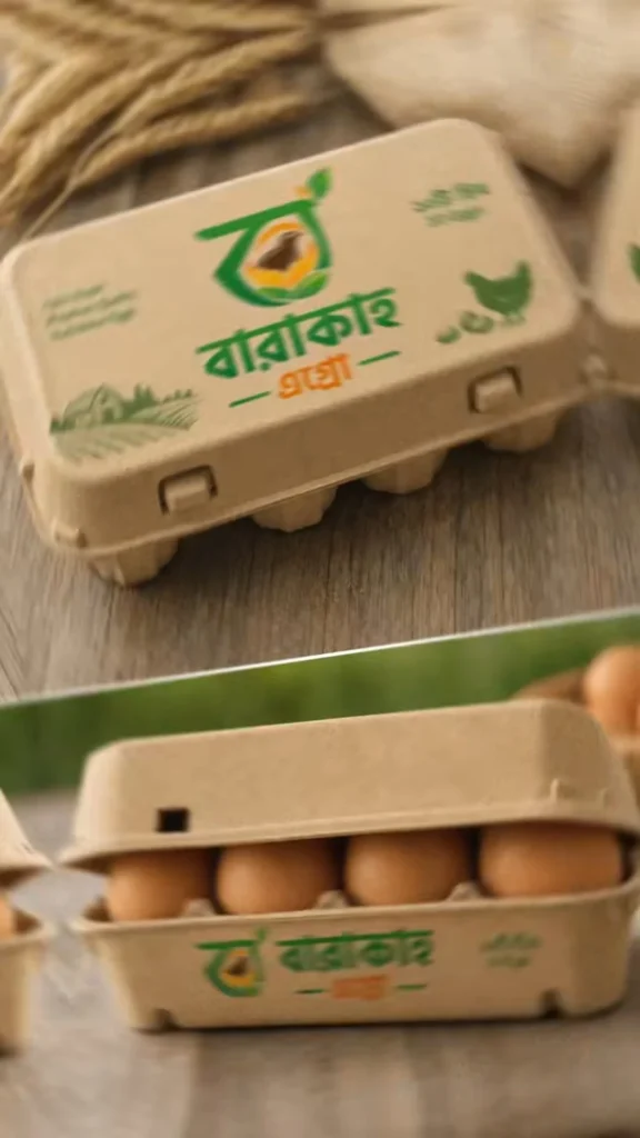Barakah Agro logo on quail egg cartons