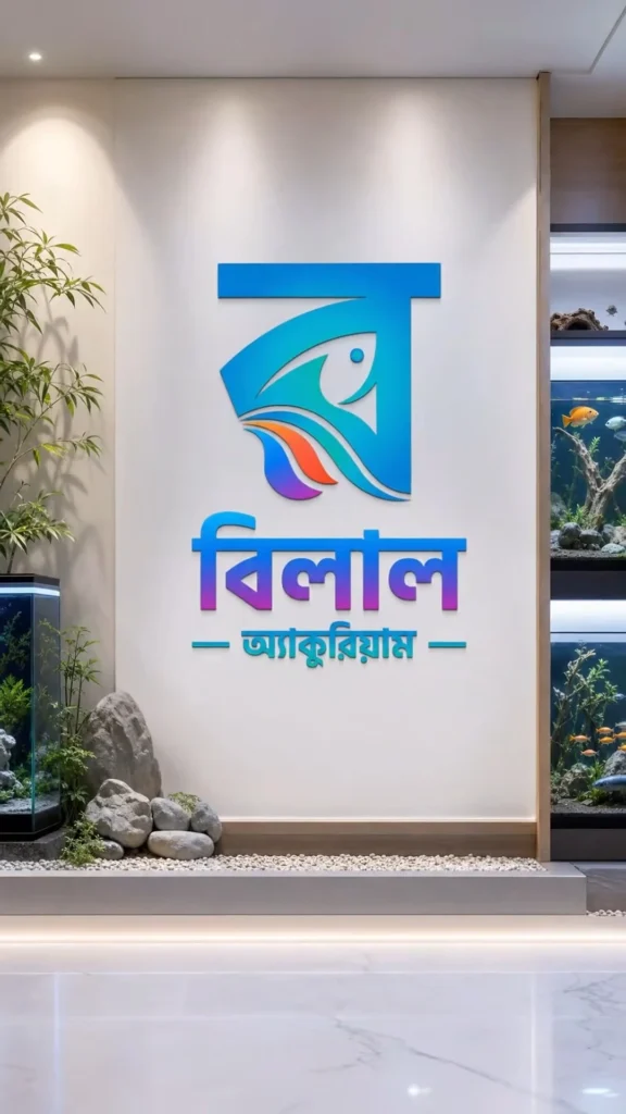 Bilal Aquarium logo on a shop wall