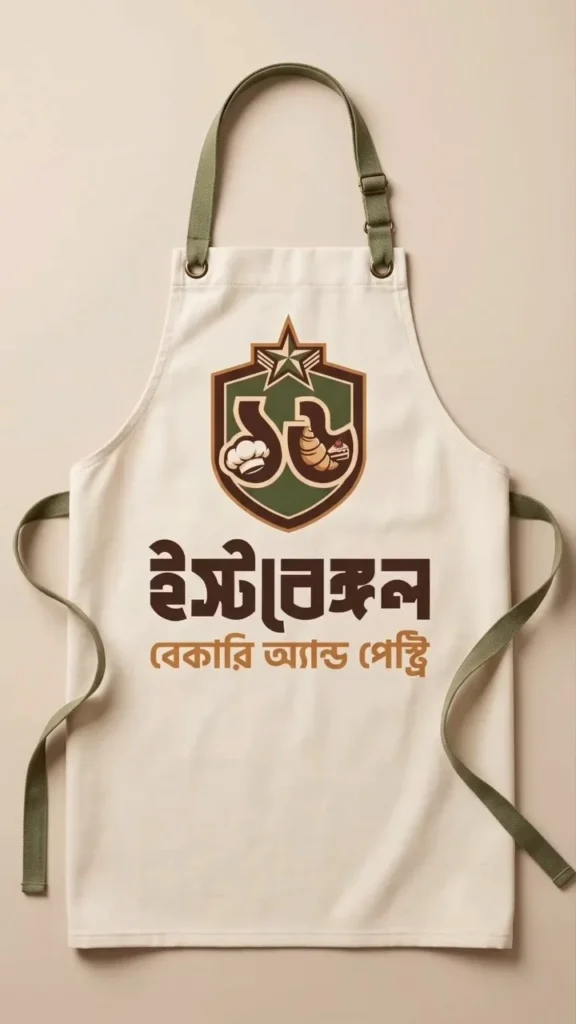 East Bengal Bakery logo on a baker's apron
