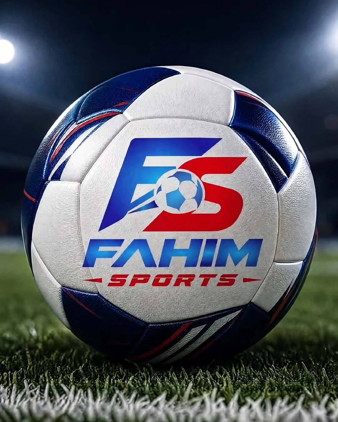 Fahim Sports logo on a football on the pitch