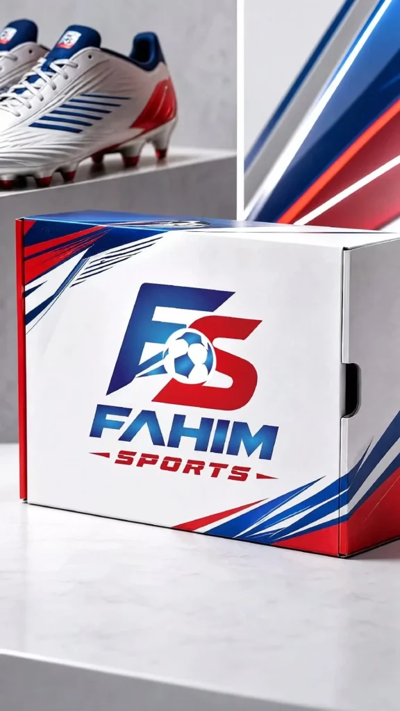 Fahim Sports logo on a shoe box