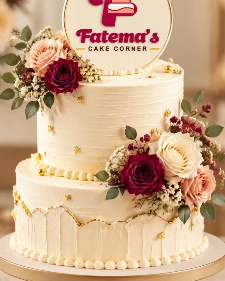 Fatema's Cake Corner topper on a celebration cake