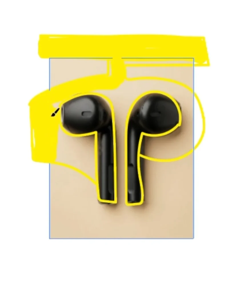 Earbuds traced into the Bangla letter ক