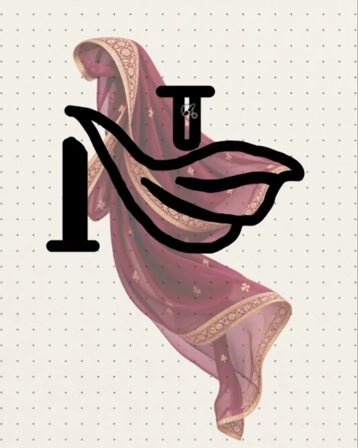 Scarf traced into the letter N