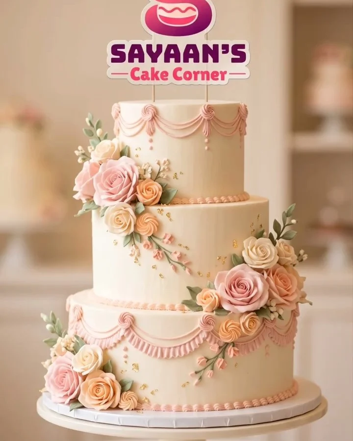 Sayaan's Cake Corner topper on a pink cake