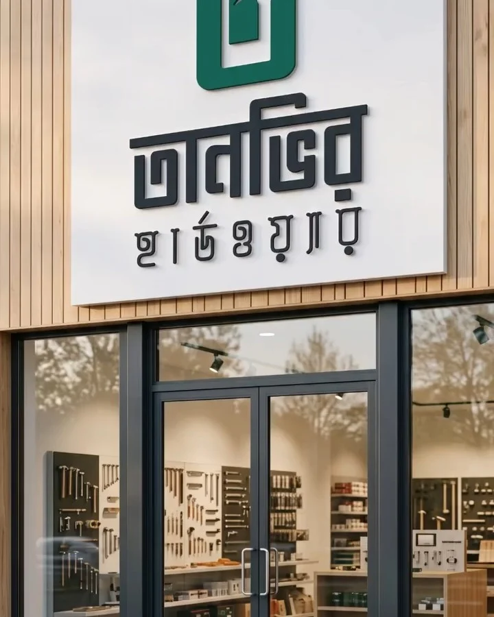 Tanvir Hardware sign above a shop entrance