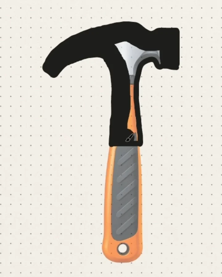 Hammer traced into the Bangla letter ত