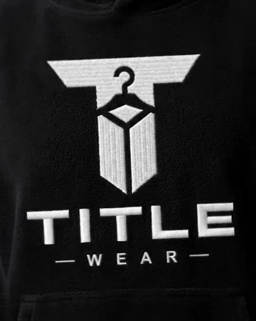 Title Wear logo printed on a black hoodie